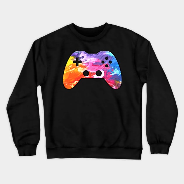 Abstract Splatter Paint - Gaming Gamer Abstract - Gamepad Controller - Video Game Lover - Graphic Background Crewneck Sweatshirt by MaystarUniverse